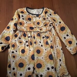 Sunflower Print Long Sleeve Dress